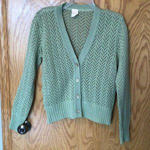 St Michael - Green crocheted look cardigan sweater